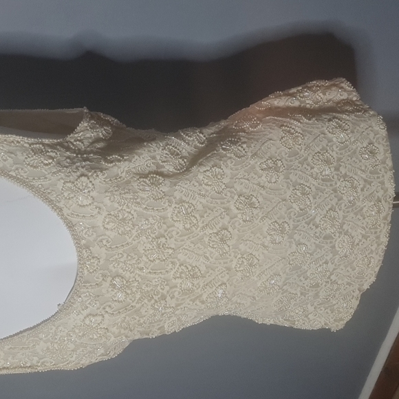 Vintage Pearl cream beaded top vintage size Large - Picture 5 of 10